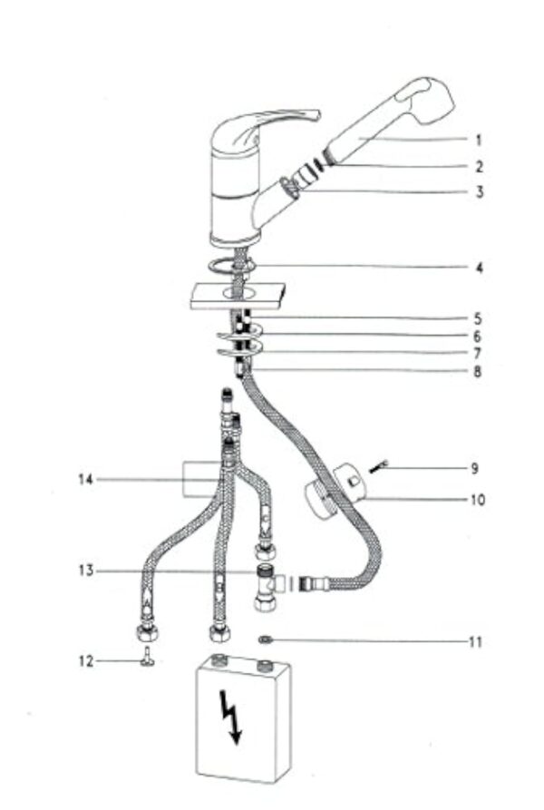 ADOB Robinet d'évier basse pression avec douchette extractible Chromé 39517 – Image 7