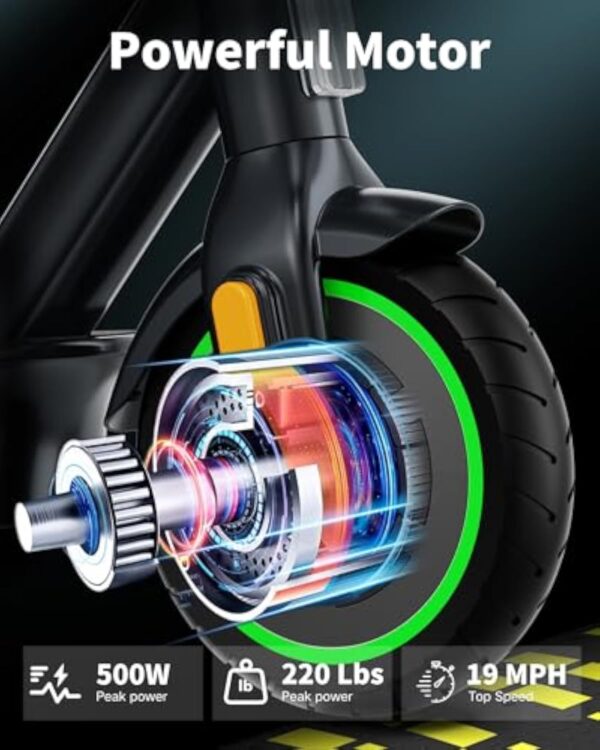 Acer Trottinette Électrique Adulte, Jusqu'à 25 km/h, 250W-500W, Pneus Solides 8.5'', Batterie 7,5AH, Autonomie 20-30KM, Charge Max 100 kg, Double Frein, Électrique Trottinette Pliable (Black&Green) – Image 4