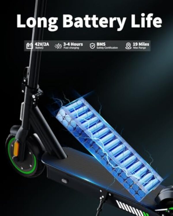 Acer Trottinette Électrique Adulte, Jusqu'à 25 km/h, 250W-500W, Pneus Solides 8.5'', Batterie 7,5AH, Autonomie 20-30KM, Charge Max 100 kg, Double Frein, Électrique Trottinette Pliable (Black&Green) – Image 5