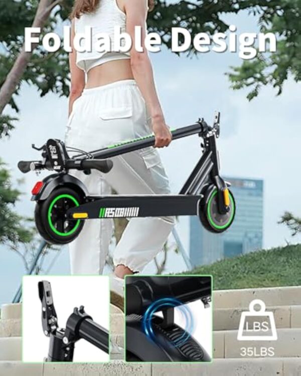 Acer Trottinette Électrique Adulte, Jusqu'à 25 km/h, 250W-500W, Pneus Solides 8.5'', Batterie 7,5AH, Autonomie 20-30KM, Charge Max 100 kg, Double Frein, Électrique Trottinette Pliable (Black&Green) – Image 9