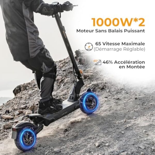 Ausom L2 Max Dual Motor Trottinette électrique à Double Moteur, Trottinette Tout-Terrain Électrique Puissante avec 90 km d'Autonomie, Moteur Max 2688W, Trottinette électrique Pliable pour Adulte – Image 3