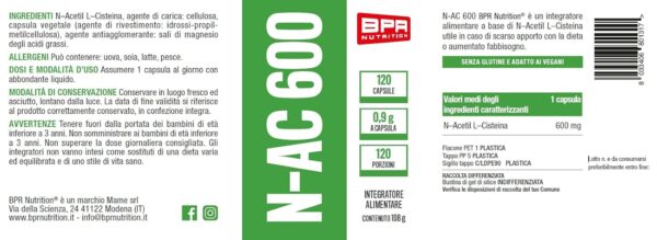 BPR - N-AC 600 - N-acétyl-L-cystéine - 120caps – Image 3