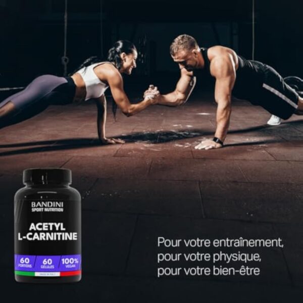 Bandini® ACETYL L-CARNITINE 1000 mg (PAR GÉLULES) - Supplément à base de Acetil L Carnitin (60 Capsules) - Idéal pour Athlètes et Sportifs qui Pratiquent une Activité Physique de Haute Intensité – Image 3