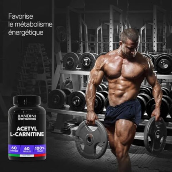 Bandini® ACETYL L-CARNITINE 1000 mg (PAR GÉLULES) - Supplément à base de Acetil L Carnitin (60 Capsules) - Idéal pour Athlètes et Sportifs qui Pratiquent une Activité Physique de Haute Intensité – Image 4