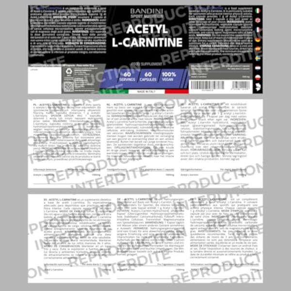 Bandini® ACETYL L-CARNITINE 1000 mg (PAR GÉLULES) - Supplément à base de Acetil L Carnitin (60 Capsules) - Idéal pour Athlètes et Sportifs qui Pratiquent une Activité Physique de Haute Intensité – Image 6