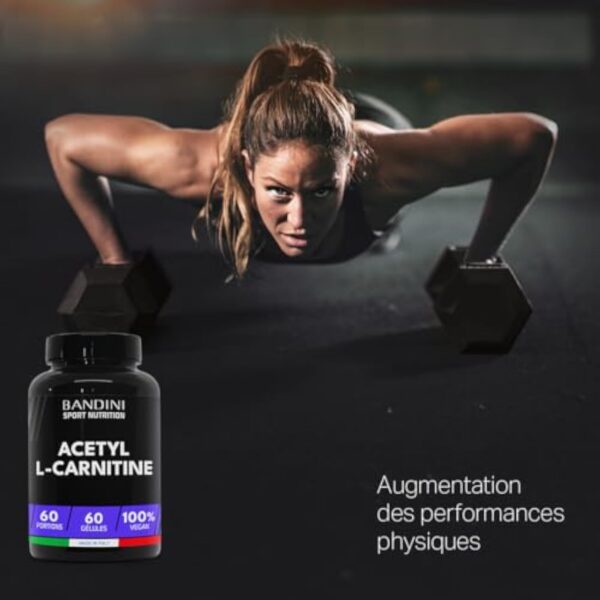 Bandini® ACETYL L-CARNITINE 1000 mg (PAR GÉLULES) - Supplément à base de Acetil L Carnitin (60 Capsules) - Idéal pour Athlètes et Sportifs qui Pratiquent une Activité Physique de Haute Intensité – Image 7