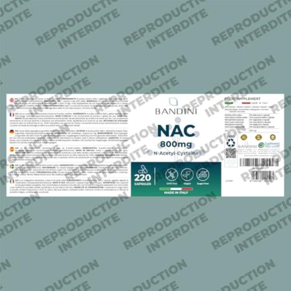 Bandini® NAC 800 mg par capsule | 220 gélules pour +7 mois | N-acétyl-L-cystéine | Haute biodisponibilité et tolérance | Antioxydant Hautement dosé, Qualité supérieure, 100% Végétalien, sans Additifs – Image 6