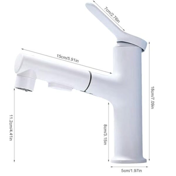Btstil Robinet de cuisine avec pulvérisateur extractible, mitigeur de lavabo avec 3 modes de jet, robinet d'évier de cuisine à poignée unique en acier inoxydable avec tuyaux standard (blanc) – Image 3