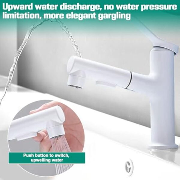 Btstil Robinet de cuisine avec pulvérisateur extractible, mitigeur de lavabo avec 3 modes de jet, robinet d'évier de cuisine à poignée unique en acier inoxydable avec tuyaux standard (blanc) – Image 4