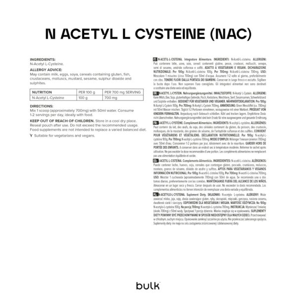 Bulk Poudre pure de N acétyl L cystéine (NAC), 500 g, l'emballage peut varier – Image 3