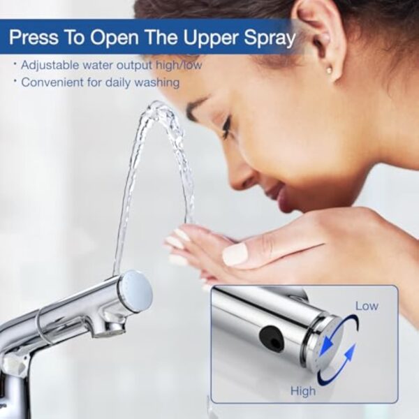 BuntHaus Robinet Salle Bain avec Douchette Extractible 2 Types jet d'eau, Robinet Lavabo avec Douchette Supérieure pour se brosser les dents et se laver le visage, Robinet Mélangeur Chromé, Argent – Image 5