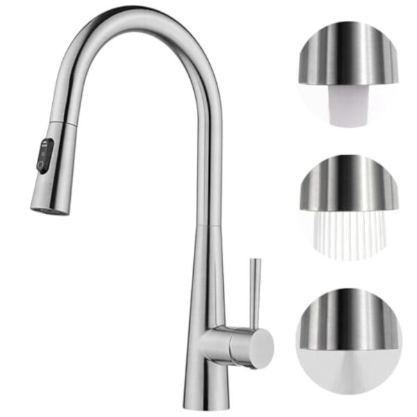 CECIPA Robinet Cuisine Douchette, Mitigeur Cuisine avec Douchette Extractible offrant 3 Modes de Pulvérisation, Mitigeur Evier Cuisine Pivotant à 360°, Robinetterie de Cuisine en Acier Inoxydable