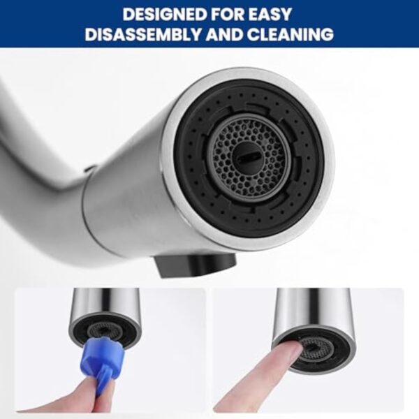 CECIPA Robinet Cuisine Douchette, Mitigeur Cuisine avec Douchette Extractible offrant 3 Modes de Pulvérisation, Mitigeur Evier Cuisine Pivotant à 360°, Robinetterie de Cuisine en Acier Inoxydable – Image 7