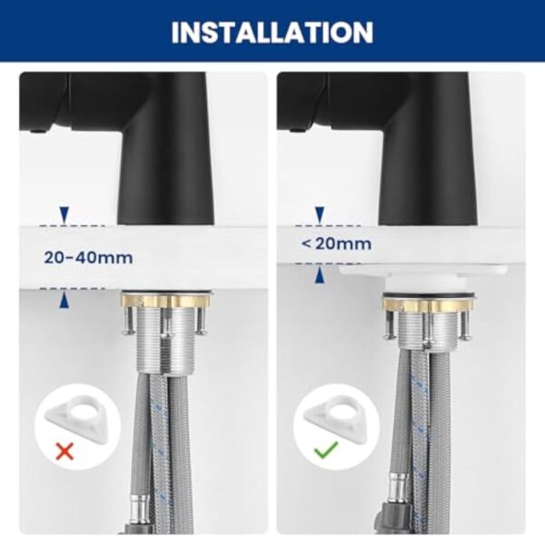 CECIPA Robinet Cuisine Noir Douchette, Mitigeur Cuisine avec Douchette Extractible offrant 3 Modes de Pulvérisation, Mitigeur Evier Noir Pivotant à 360°, Robinetterie de Cuisine en Acier Inox – Image 8