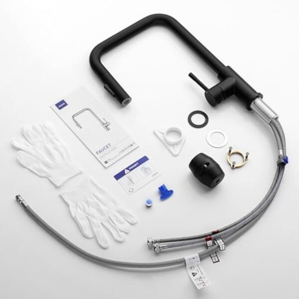 CECIPA Robinet Cuisine Noir Douchette, Mitigeur Cuisine avec Douchette Extractible 2 Jets, Robinet de Cuisine en Acier Inoxydable Rotatif à 360°, Mitigeur d'Evier Noir – Image 8