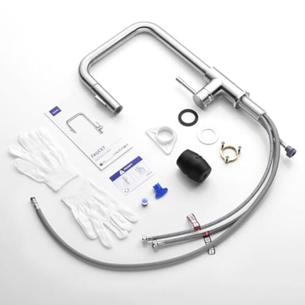 CECIPA Robinet Cuisine Douchette, Mitigeur Cuisine avec Douchette Extractible 2 Jets, Robinetterie de Cuisine Rotatif à 360°, Robinet d'Evier Acier Inoxydable – Image 8