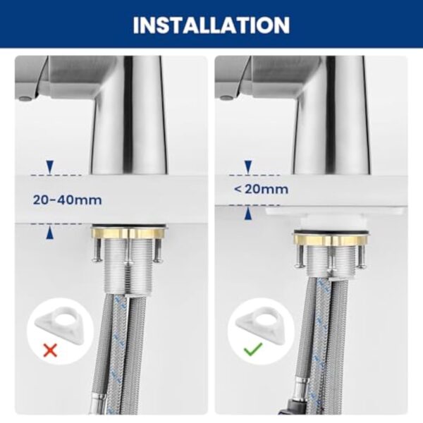 CECIPA Robinet Cuisine Douchette, Mitigeur Cuisine avec Douchette Extractible offrant 3 Modes de Pulvérisation, Mitigeur Evier Cuisine Pivotant à 360°, Robinetterie de Cuisine en Acier Inoxydable – Image 8