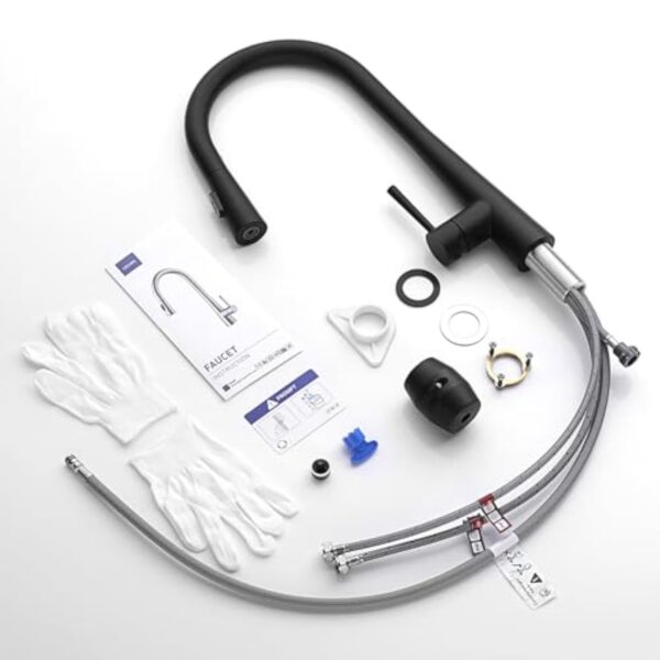 CECIPA Robinet Cuisine Noir Douchette, Mitigeur Cuisine avec Douchette Extractible offrant 3 Modes de Pulvérisation, Mitigeur Evier Noir Pivotant à 360°, Robinetterie de Cuisine en Acier Inox – Image 9