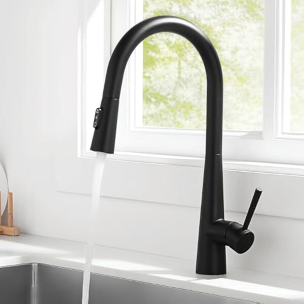 CECIPA Robinet Cuisine Noir Douchette, Mitigeur Cuisine avec Douchette Extractible offrant 3 Modes de Pulvérisation, Mitigeur Evier Noir Pivotant à 360°, Robinetterie de Cuisine en Acier Inox – Image 10