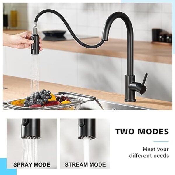 CREA Robinet Cuisine 3 Voies avec Douchette Extractible, Mitigeur 3 Voies Cuisine Pivotant à 360°, Robinetterie Cuisine Eau Potable, Robinet Évier de Cuisine avec Sortie Eau Filtrée,Or – Image 5