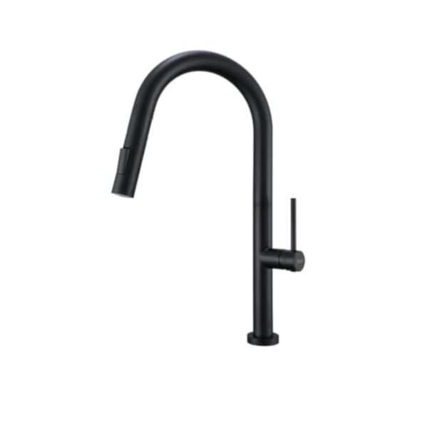 DILECI - Robinet de Cuisine avec Douchette Extractible – Mitigeur Bec Haut Pivotant 360° Noir Mat – Design Moderne Résistant à la Corrosion – Installation Facile et Fonctionnalité Optimale – Image 4
