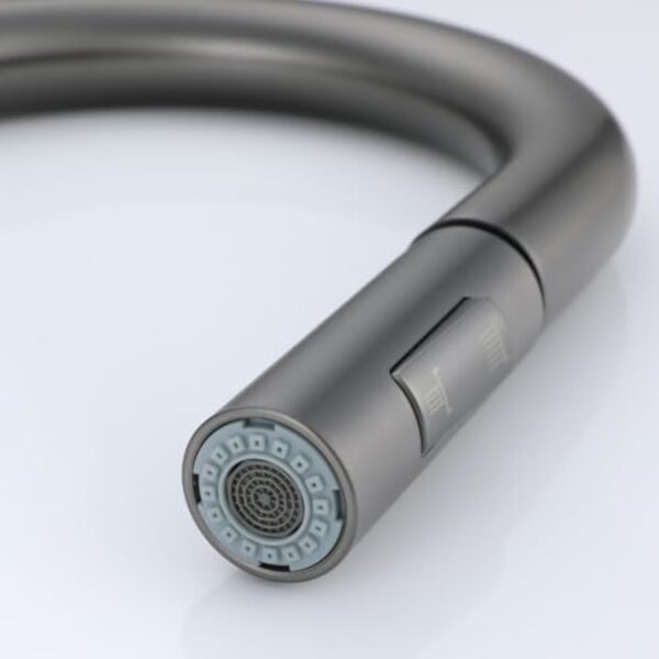 DILECI - Robinet de Cuisine avec Douchette Extractible – Mitigeur Bec Haut Pivotant 360° en Finition Gris Métallique - Jets Laminaire et Pluie – Installation Facile et Fonctionnalité Optimale – Image 9