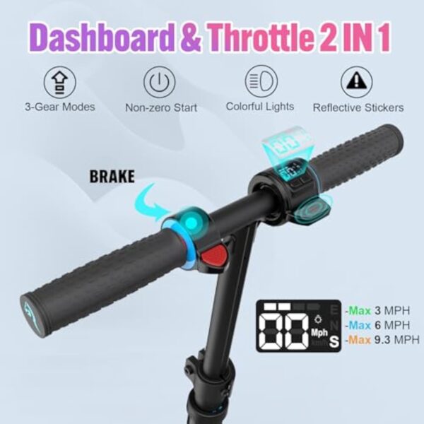 EVERCROSS EV06C Trottinette électrique, 6,5'' Trottinette électrique Pliable pour Enfants 6-12 Ans, Vitesse maximale 15 KM/H, Affichage LED, Lumières LED Colorées, Trottinette Légère pour Enfants – Image 4