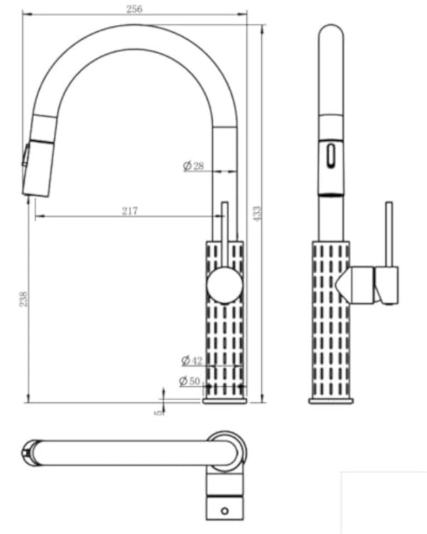 Essebagno Architek mitigeur évier douchette extractible cuivre brossé – Image 3