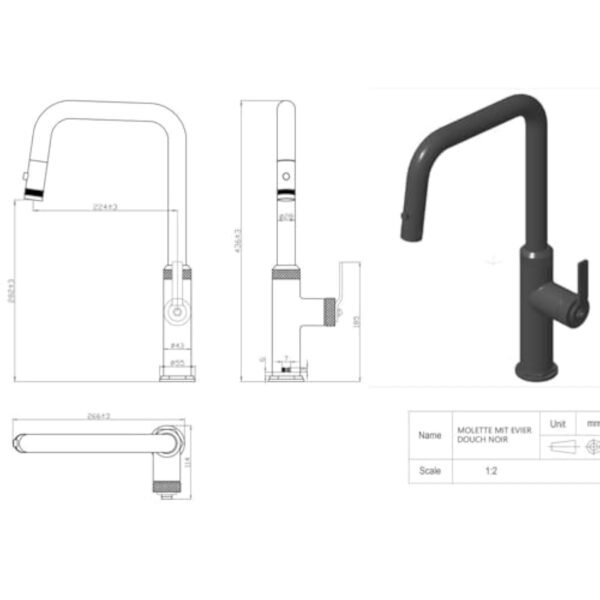 Essebagno Molette mitigeur évier à douchette extractible cuivre brossé – Image 4