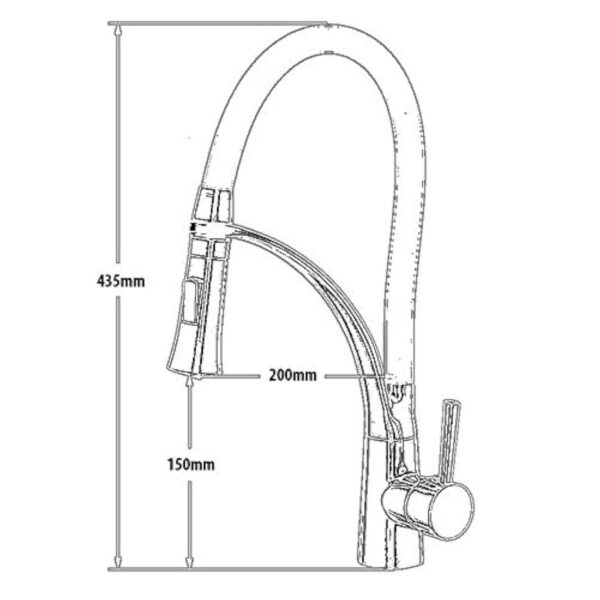 FHMING Robinet de cuisine extensible doré et noir avec douchette extractible - Mitigeur monocommande pivotant à 360° en laiton – Image 4