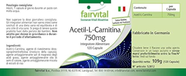 Fairvital | Acétyl-L-Carnitine 750mg - Fortement dosé - VEGAN - 120 gélules – Image 7