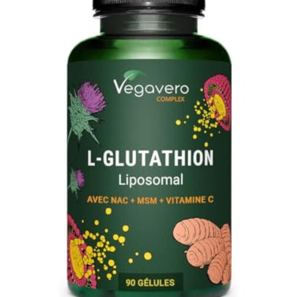 GLUTATHION Liposomal & Réduit PureWay™- G | Avec Précurseurs : NAC, Vitamine C, MSM, Glycine | Antioxydant + Anti age + Immunité | 90 Gélules | Vegan & Sans Additifs | Vegavero®