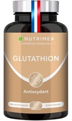 GLUTATHION - Réduit à 98% - Formule avec Précurseurs dont NAC + Vitamine C - Renforce l'Immunité, Antioxydant - Anti-âge, Peau Illuminée - 90 Gélules Vegan - Nutrimea - Fabriqué en France