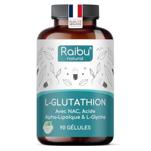 GLUTATHION Réduit à 98% - L-Glutathion avec Précurseurs dont NAC, Acide Alpha-Lipoïque & L-Glycine - Obtenu par Fermentation - Antioxydant - 500 mg Haute Dose - 90 Gélules Végétaliennes