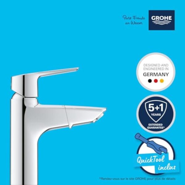 GROHE QUICKFIX Start Mitigeur Monocommande Lavabo de Salle de bains, Douchette Extractible, Mousseur Economie d'Eau, Sans Tirette de Vidage, Taille M, Chromé, 24205003 (Import Allemagne) – Image 7