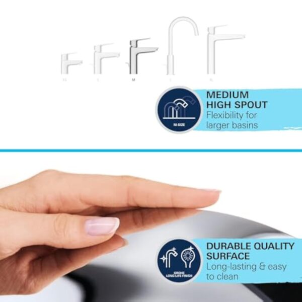 GROHE QUICKFIX Start Mitigeur Monocommande Lavabo de Salle de bains, Douchette Extractible, Mousseur Economie d'Eau, Sans Tirette de Vidage, Taille M, Chromé, 24205003 (Import Allemagne) – Image 11