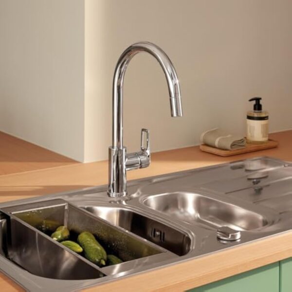 GROHE StartLoop Robinet de Cuisine, Mitigeur Monocommande Evier, Mousseur Extractible, Bec Haut, Zone de Rotation 360°, Chromé, 30556000 – Image 3
