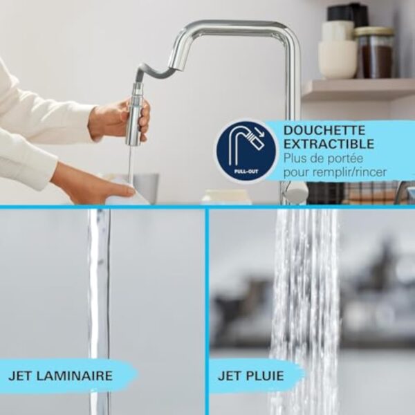 GROHE StartLoop Robinet de Cuisine, Mitigeur Monocommande Evier, Mousseur Extractible, Bec Haut, Zone de Rotation 360°, Chromé, 30556000 – Image 8