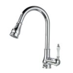 Generic Robinet d'évier de cuisine vintage avec douchette extractible, bec pivotant à 360°, finition chromée, laiton avec composants en céramique