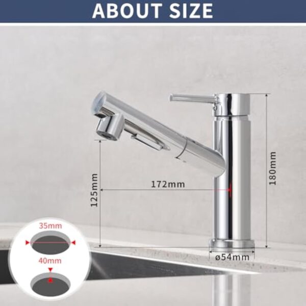 HOMELODY Robinet chromé pour cuisine/salle de bain, avec douchette extractible, double douchette extractible, mitigeur de cuisine – Image 3