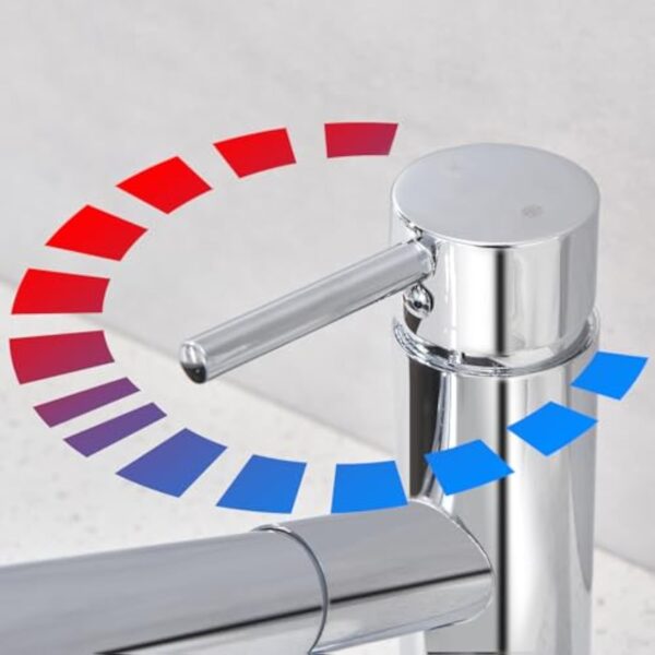 HOMELODY Robinet chromé pour cuisine/salle de bain, avec douchette extractible, double douchette extractible, mitigeur de cuisine – Image 7