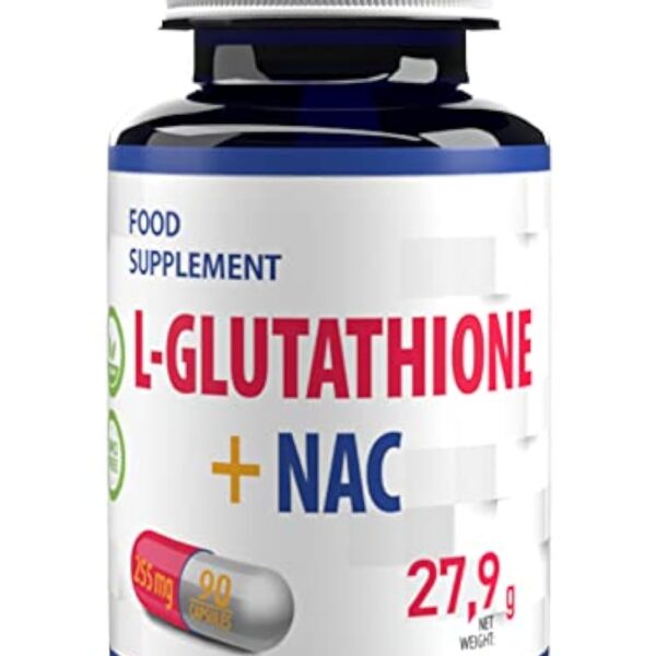 Hepatica L-Glutathione + NAC (N Acétyl Cystéine) 255mg 90 gélules végétales, Testé par un Laboratoire tiers, sans gluten ni OGM