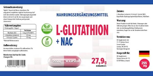 Hepatica L-Glutathione + NAC (N Acétyl Cystéine) 255mg 90 gélules végétales, Testé par un Laboratoire tiers, sans gluten ni OGM – Image 4