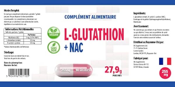 Hepatica L-Glutathione + NAC (N Acétyl Cystéine) 255mg 90 gélules végétales, Testé par un Laboratoire tiers, sans gluten ni OGM – Image 5