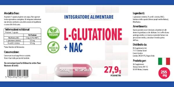 Hepatica L-Glutathione + NAC (N Acétyl Cystéine) 255mg 90 gélules végétales, Testé par un Laboratoire tiers, sans gluten ni OGM – Image 6