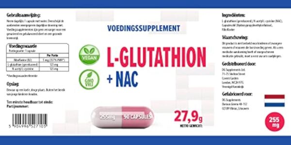 Hepatica L-Glutathione + NAC (N Acétyl Cystéine) 255mg 90 gélules végétales, Testé par un Laboratoire tiers, sans gluten ni OGM – Image 8