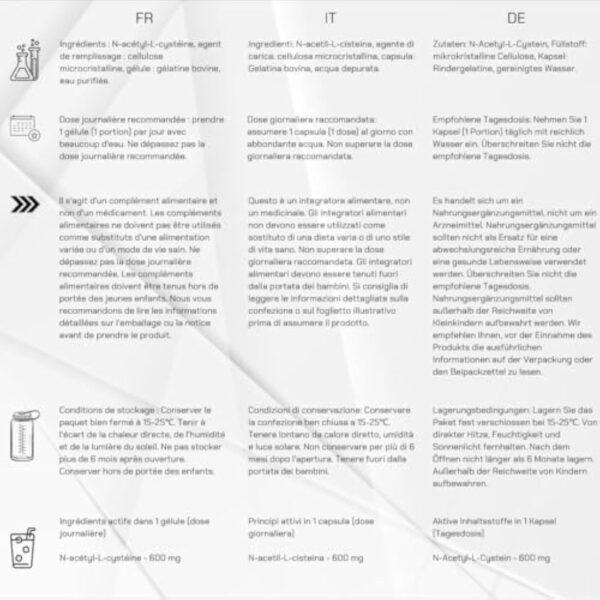 INSPORT Nutrition - NAC (N-AcetylCystein) 600mg - Supplément sportif professionnel - Acide aminé - Protection du foie - Détoxication - Ligne de protection de la santé - 90 capsules – Image 7