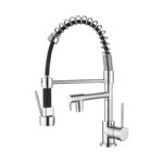 Ibergrif M22131 - Robinet de Cuisine avec Douchette Extractible, Mitigeur d'évier avec Deux Becs, Chromé, Argent
