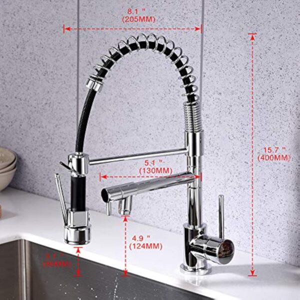 Ibergrif M22131 - Robinet de Cuisine avec Douchette Extractible, Mitigeur d'évier avec Deux Becs, Chromé, Argent – Image 3
