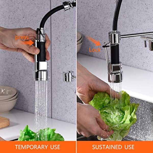 Ibergrif M22131 - Robinet de Cuisine avec Douchette Extractible, Mitigeur d'évier avec Deux Becs, Chromé, Argent – Image 5
